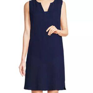 Lands' End Cotton Gauze Swim Cover-Up Dress in Deep Sea Navy Sz M